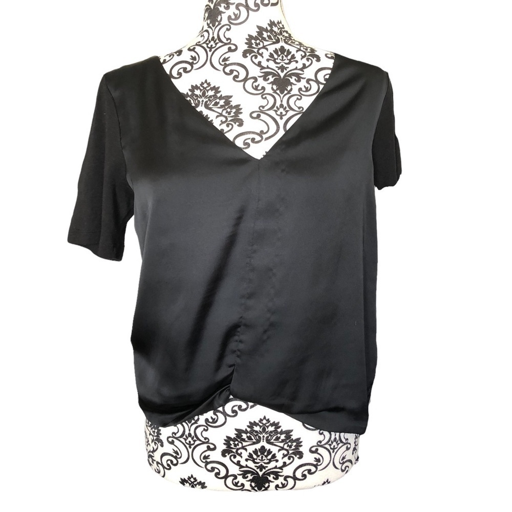 CLUB MONACO Black Satin Blouse